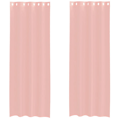 Tende in Voile con Occhielli 2 pz Rosa 140x300 cm