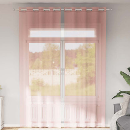 Tende in Voile con Occhielli 2 pz Rosa 140x300 cm