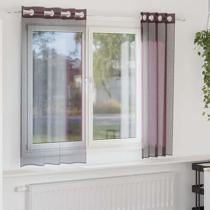 Tende in Voile con Occhielli 2 pz Viola 140x140 cm
