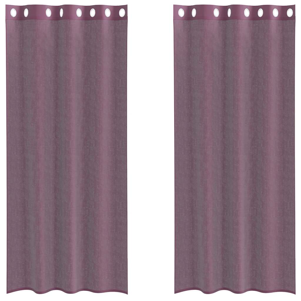 Tende in Voile con Occhielli 2 pz Viola 140x225 cm