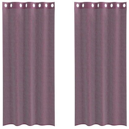 Tende in Voile con Occhielli 2 pz Viola 140x245 cm