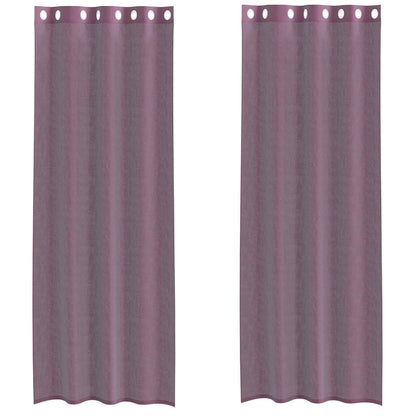Tende in Voile con Occhielli 2 pz Viola 140x300 cm