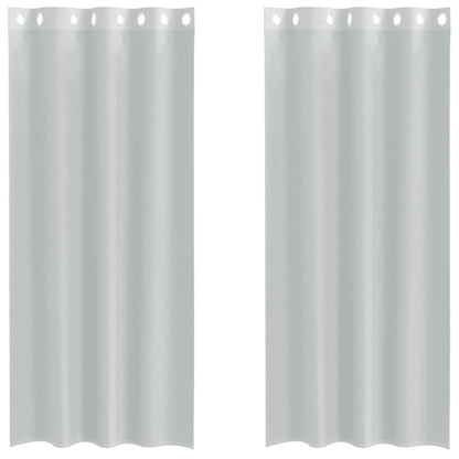Tende in Voile con Occhielli 2 pz Grigio Chiaro 140x225 cm