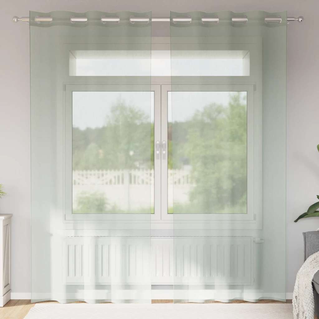 Tende in Voile con Occhielli 2 pz Grigio Chiaro 140x245 cm