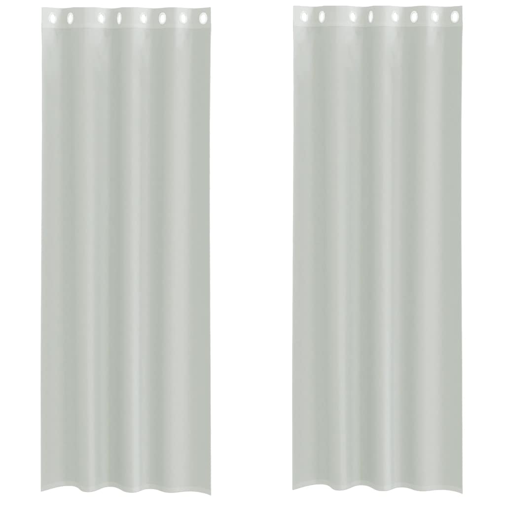 Tende in Voile con Occhielli 2 pz Grigio Chiaro 140x260 cm