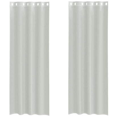 Tende in Voile con Occhielli 2 pz Grigio Chiaro 140x300 cm