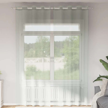 Tende in Voile con Occhielli 2 pz Grigio Chiaro 140x300 cm