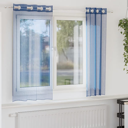 Tende in Voile con Occhielli 2 pz Blu Reale