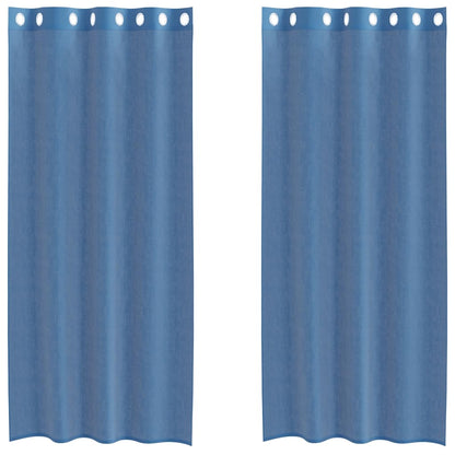 Tende in Voile con Occhielli 2 pz Blu Reale