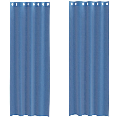 Tende in Voile con Occhielli 2 pz Blu Reale