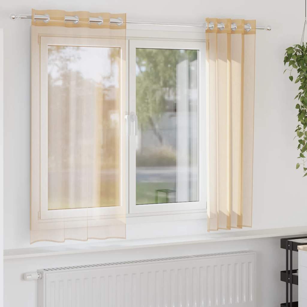 Tende in Voile con Occhielli 2 pz Sabbia