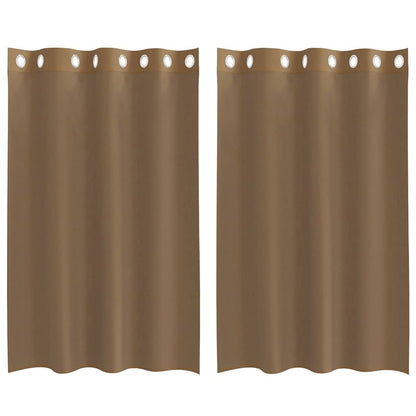 Tende in Voile con Occhielli 2 pz Marrone Chiaro