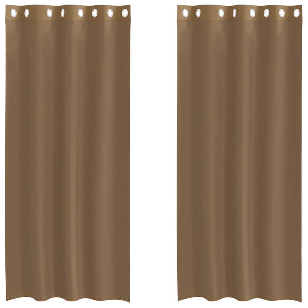 Tende in Voile con Occhielli 2 pz Marrone Chiaro