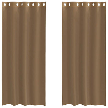 Tende in Voile con Occhielli 2 pz Marrone Chiaro