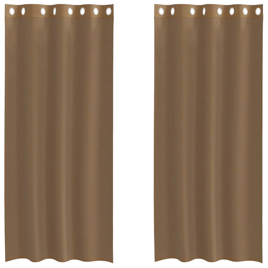 Tende in Voile con Occhielli 2 pz Marrone Chiaro