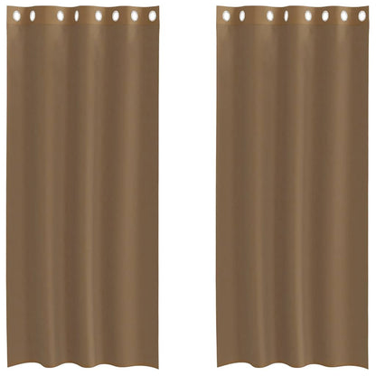 Tende in Voile con Occhielli 2 pz Marrone Chiaro