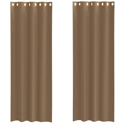 Tende in Voile con Occhielli 2 pz Marrone Chiaro