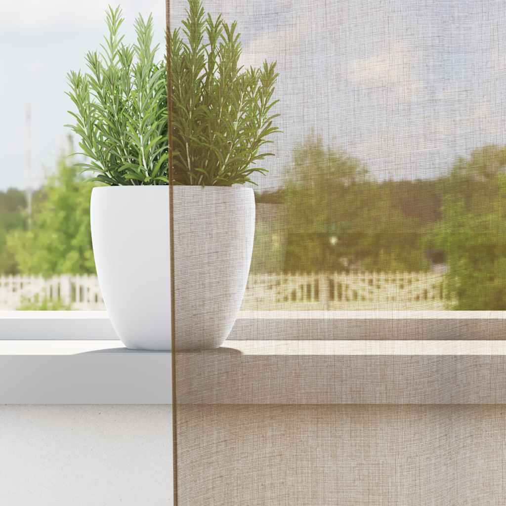 Tende in Voile con Occhielli 2 pz Marrone Chiaro