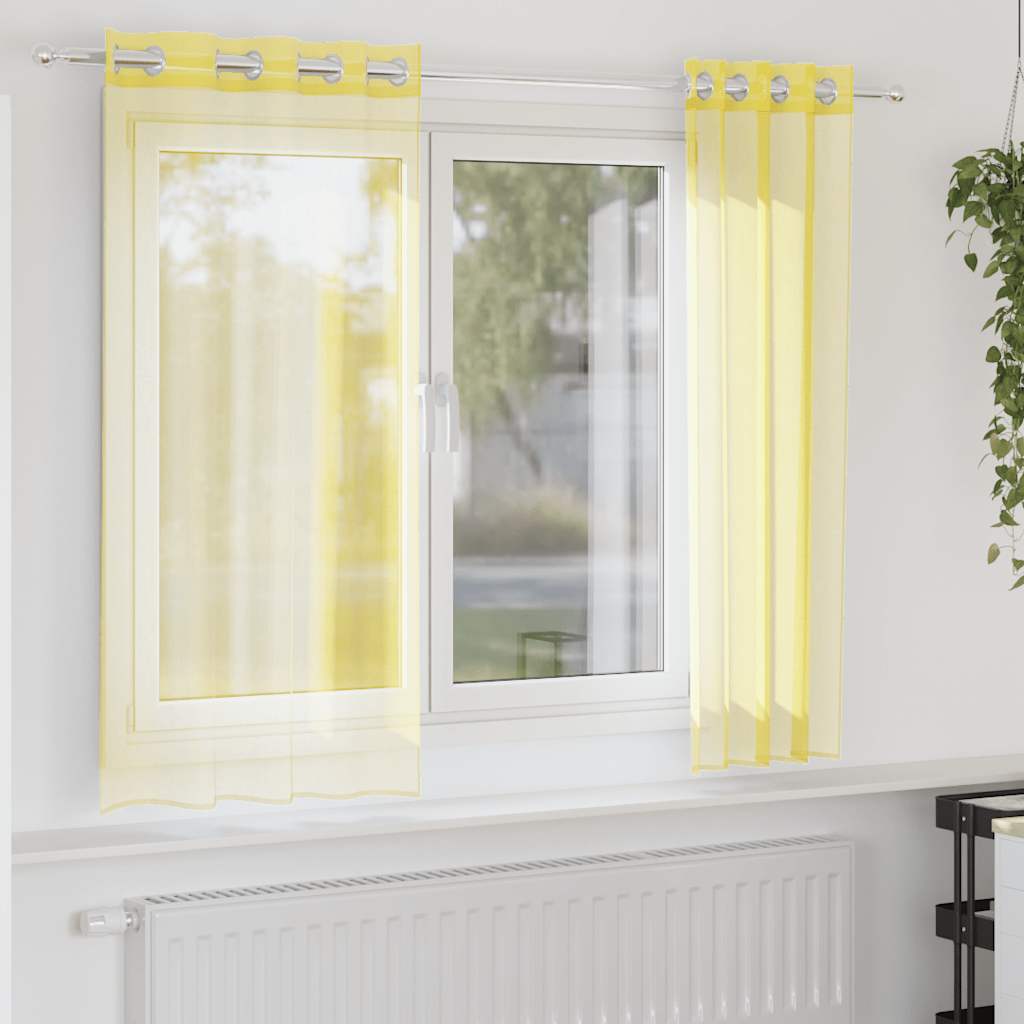 Tende in Voile con Occhielli 2 pz Giallo