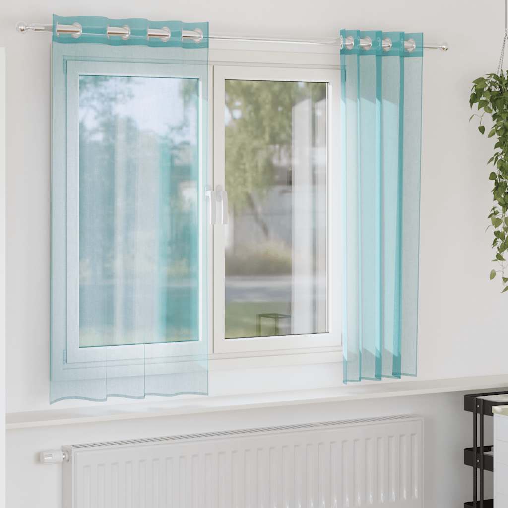 Tende in Voile con Occhielli 2 pz Turchese