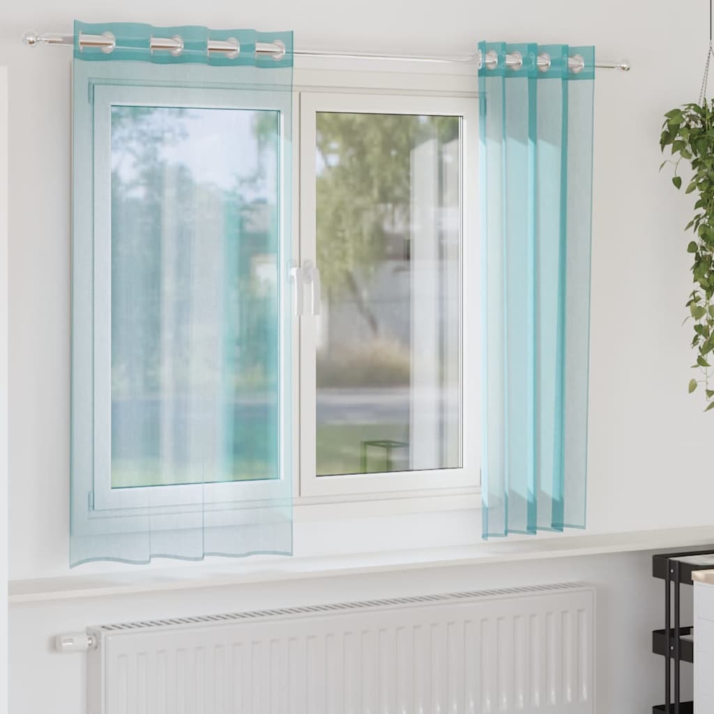 Tende in Voile con Occhielli 2 pz Turchese