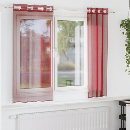 Tende in Voile con Occhielli 2 pz Rosso Vino