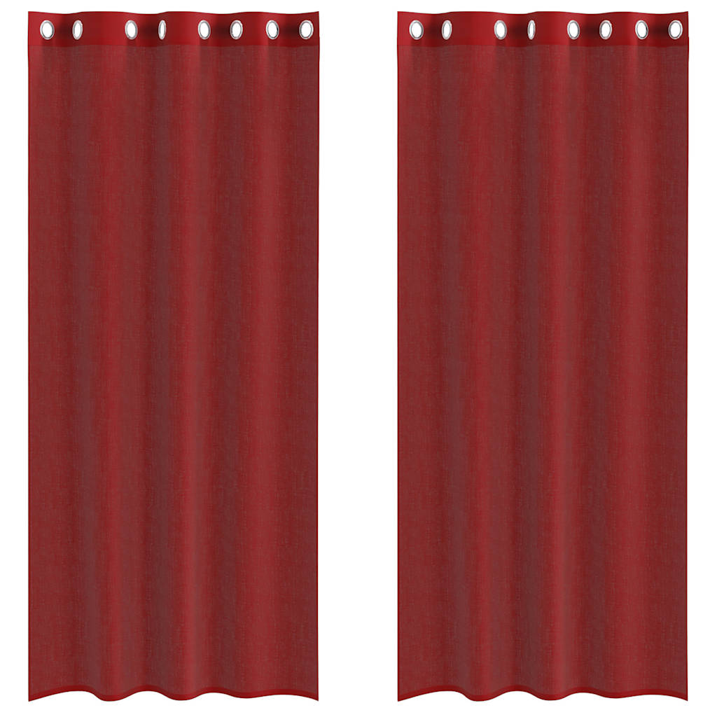 Tende in Voile con Occhielli 2 pz Rosso Vino