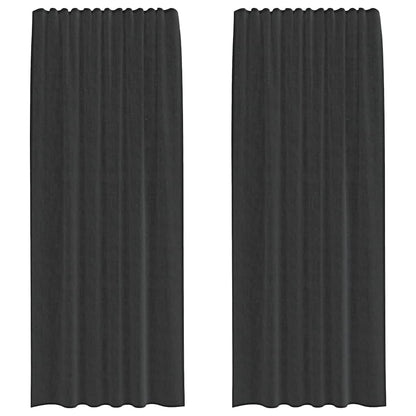 Tende in Voile con Tasche per Aste 2 pz Nero