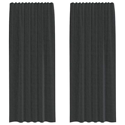 Tende in Voile con Tasche per Aste 2 pz Nero