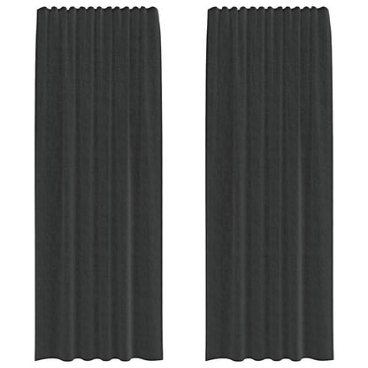Tende in Voile con Tasche per Aste 2 pz Nero