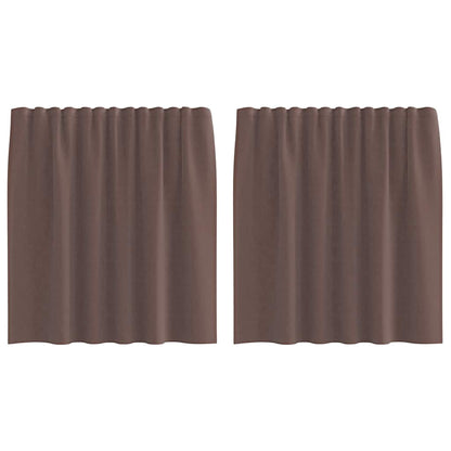 Tende in Voile con Tasche per Aste 2 pz Marrone