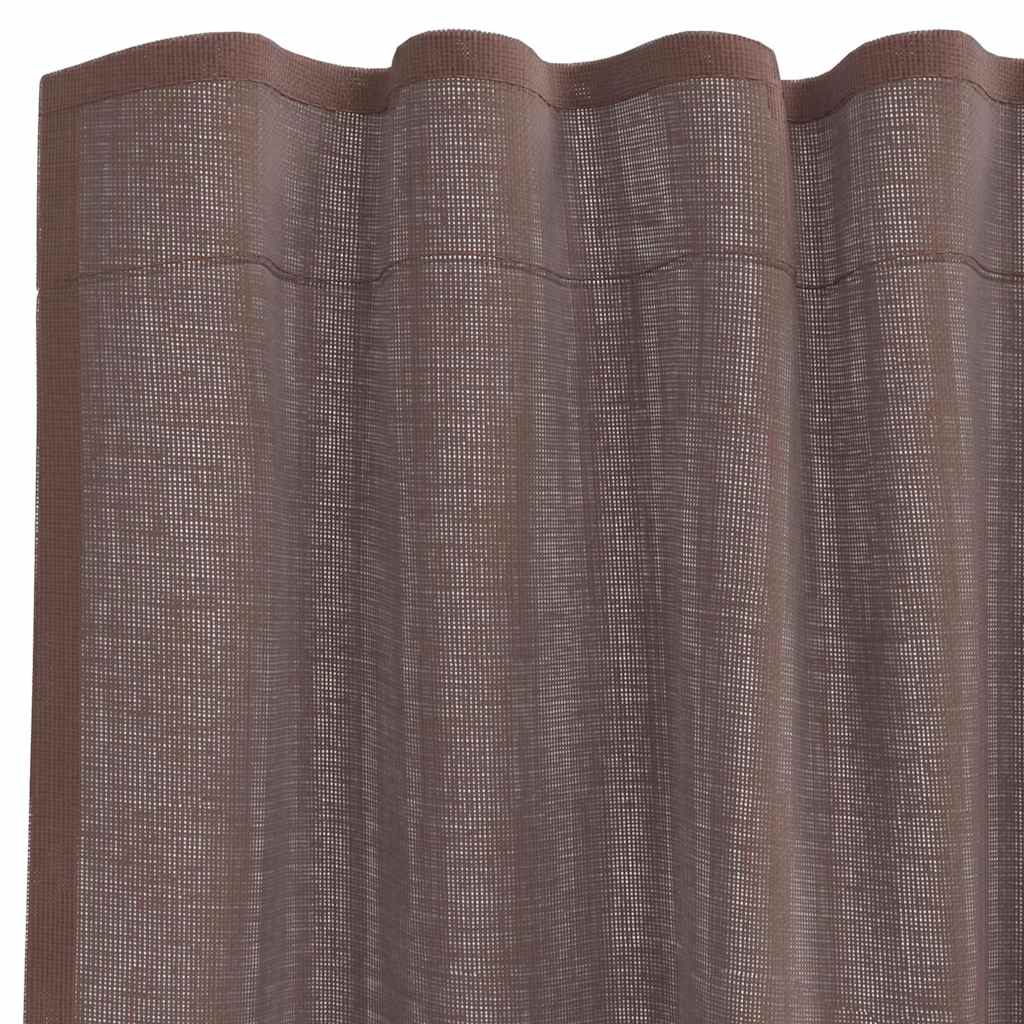 Tende in Voile con Tasche per Aste 2 pz Marrone
