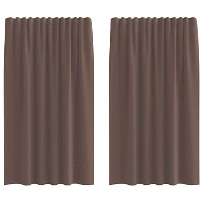 Tende in Voile con Tasche per Aste 2 pz Marrone
