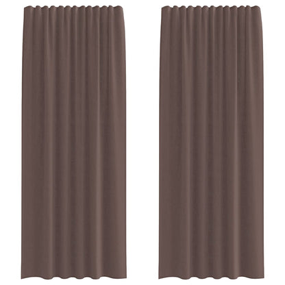 Tende in Voile con Tasche per Aste 2 pz Marrone