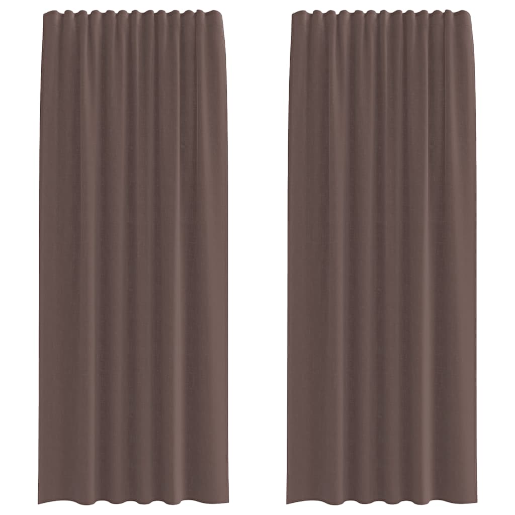 Tende in Voile con Tasche per Aste 2 pz Marrone