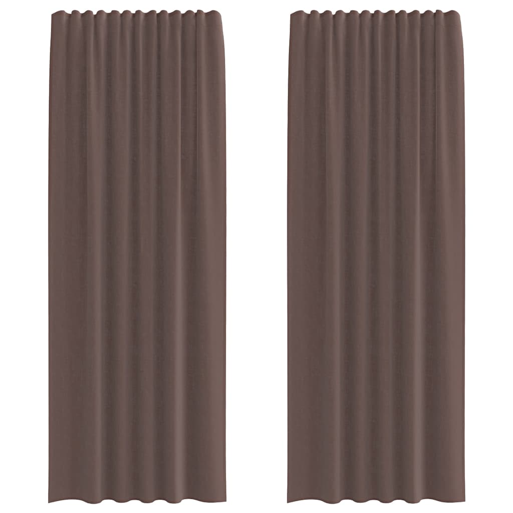 Tende in Voile con Tasche per Aste 2 pz Marrone