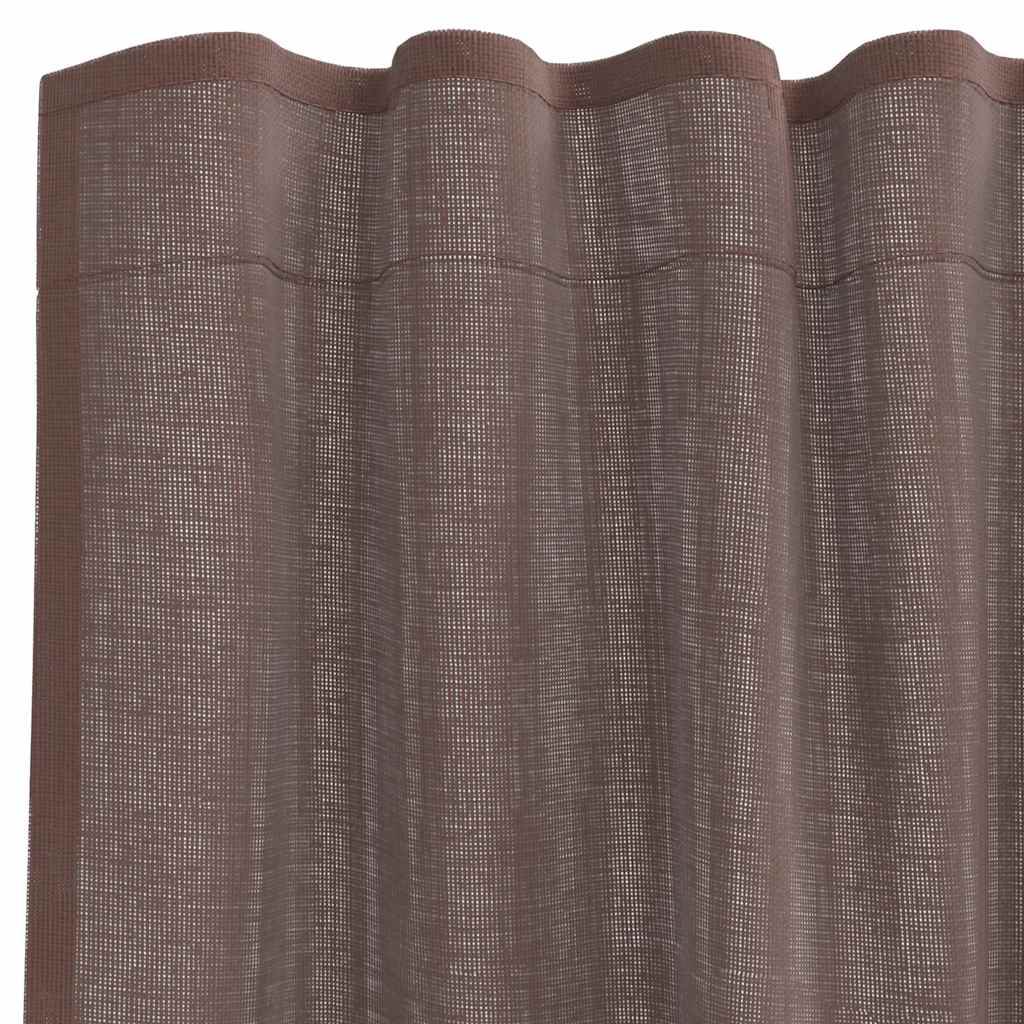Tende in Voile con Tasche per Aste 2 pz Marrone
