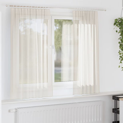 Tende in Voile con Tasche per Aste 2 pz Crema