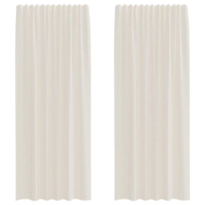Tende in Voile con Tasche per Aste 2 pz Crema