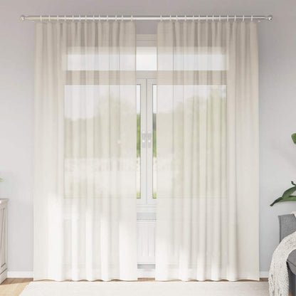 Tende in Voile con Tasche per Aste 2 pz Crema
