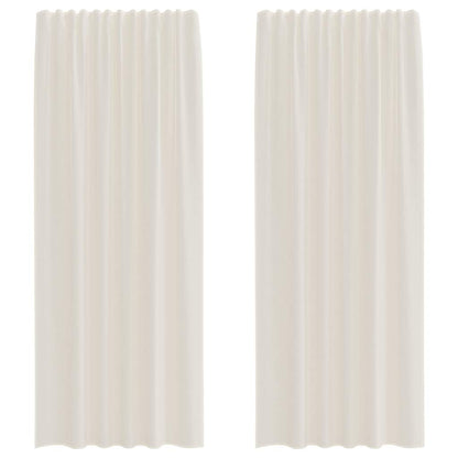 Tende in Voile con Tasche per Aste 2 pz Crema
