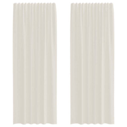 Tende in Voile con Tasche per Aste 2 pz Crema