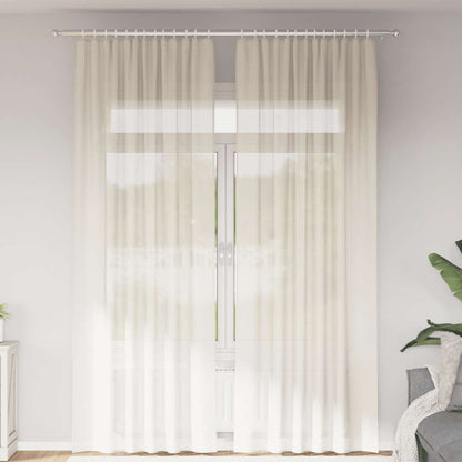 Tende in Voile con Tasche per Aste 2 pz Crema