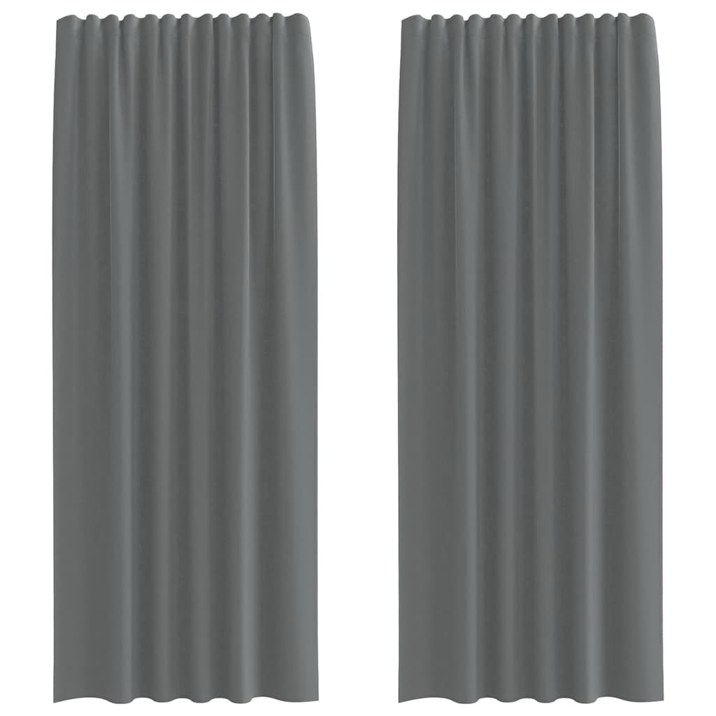 Tende in Voile con Tasche per Aste 2 pz Grigio Scuro