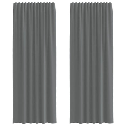Tende in Voile con Tasche per Aste 2 pz Grigio Scuro