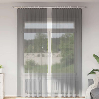 Tende in Voile con Tasche per Aste 2 pz Grigio Scuro