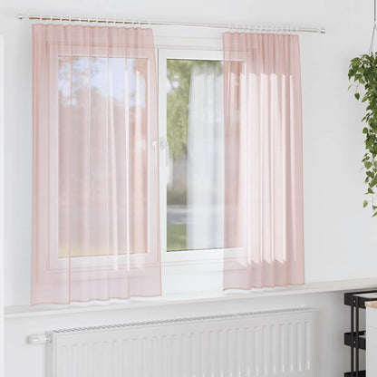 Tende in Voile con Tasche per Aste 2 pz Rosa Chiaro