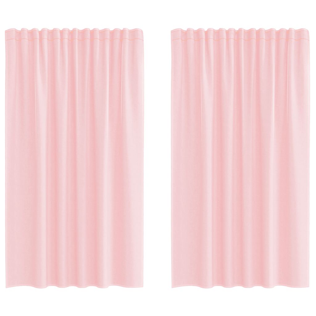 Tende in Voile con Tasche per Aste 2 pz Rosa Chiaro