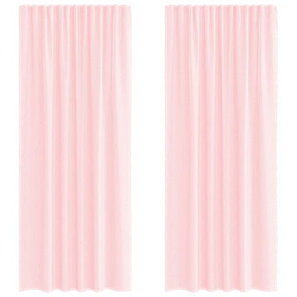 Tende in Voile con Tasche per Aste 2 pz Rosa Chiaro