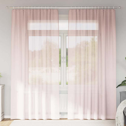 Tende in Voile con Tasche per Aste 2 pz Rosa Chiaro